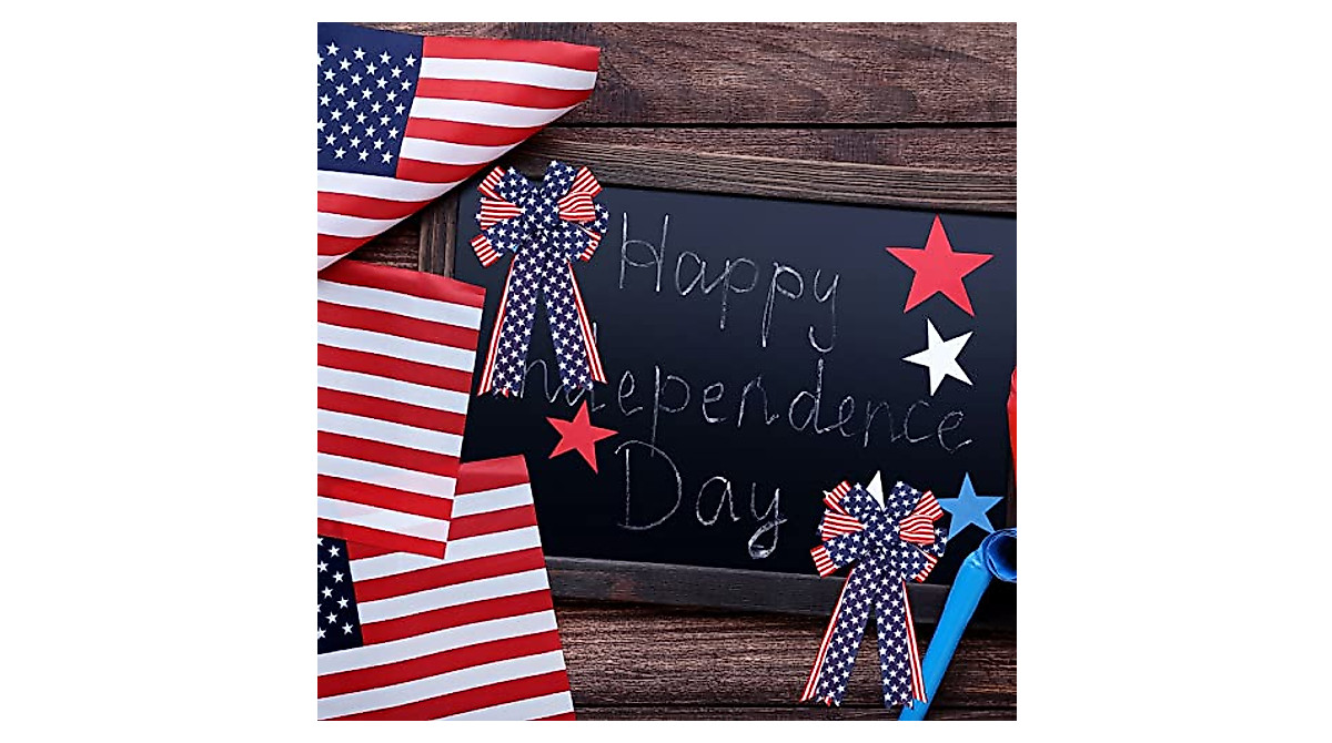 AnyDesign Patriotic Wired Edge Ribbon for DIY Crafts