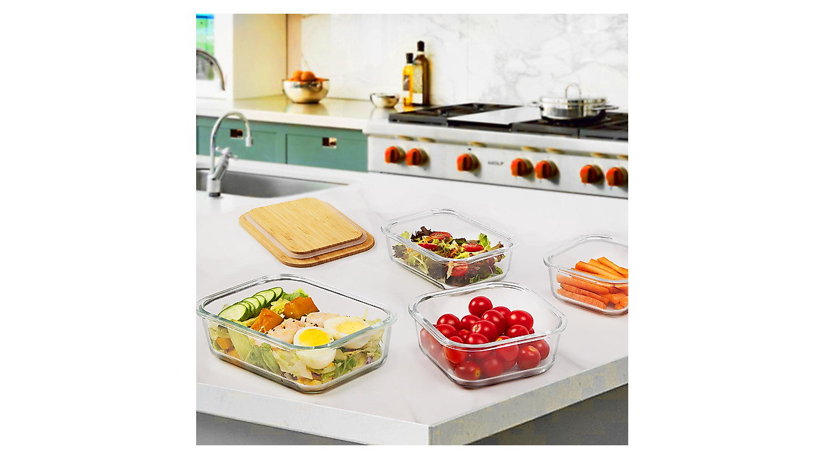 Vtopmart Glass Food Storage Containers with Bamboo Lids