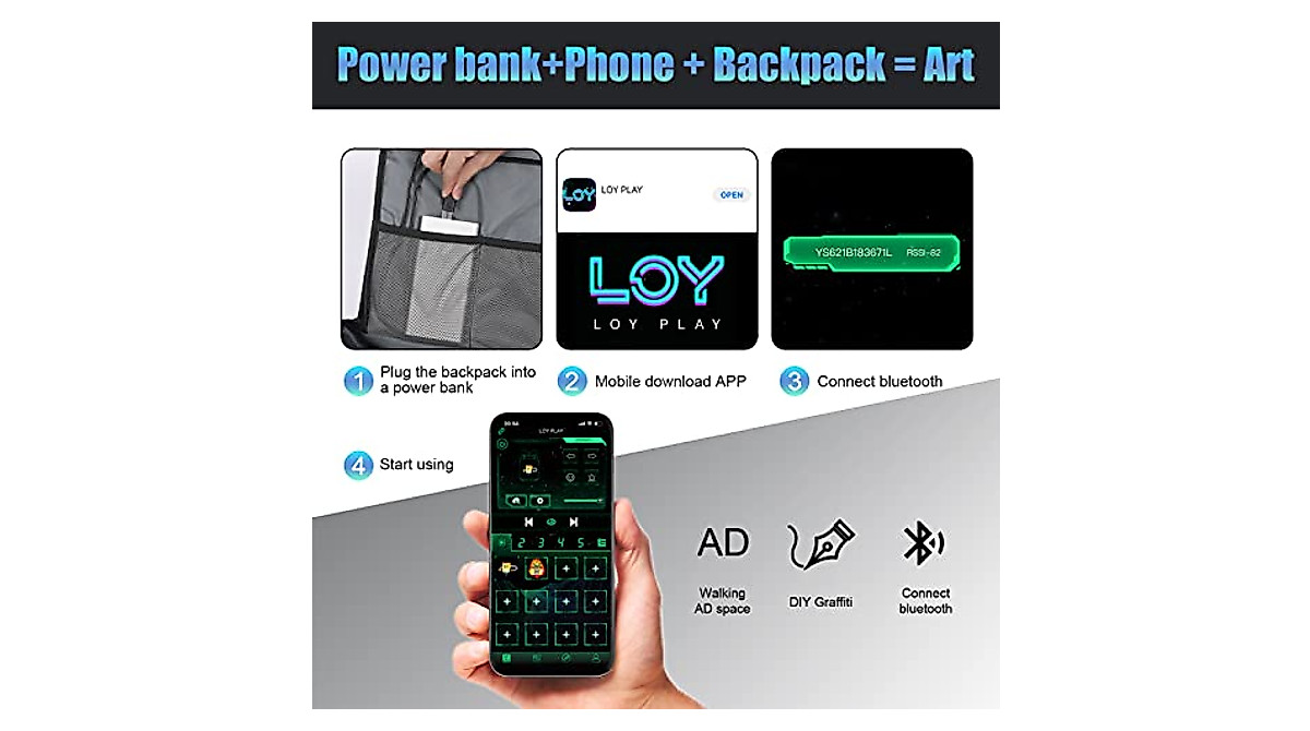 LED Programmable Backpack with App Control | LEI JARVIS 17-inch Laptop Bag