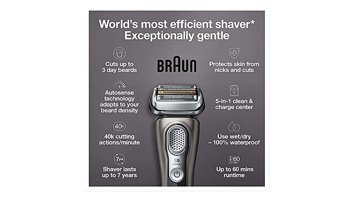 Braun Series 9 9385cc Electric Razor for Men - Wet & Dry Shave