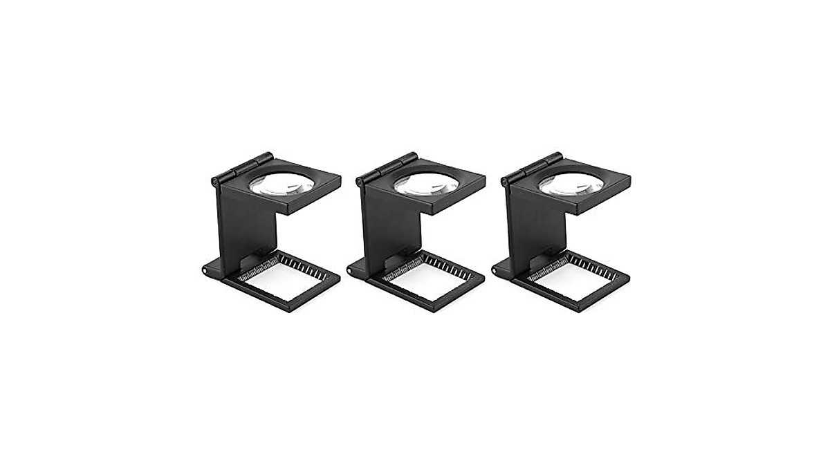 10X 28mm Mini Folding Magnifier with Scale - Pack of 3