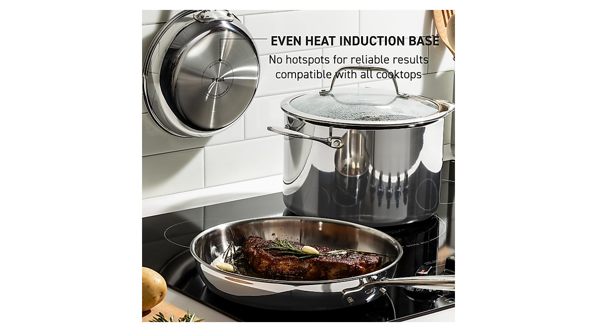 T-fal Pro Tri-Ply Stainless Steel Cookware Set – Durable & Stylish 10 ...