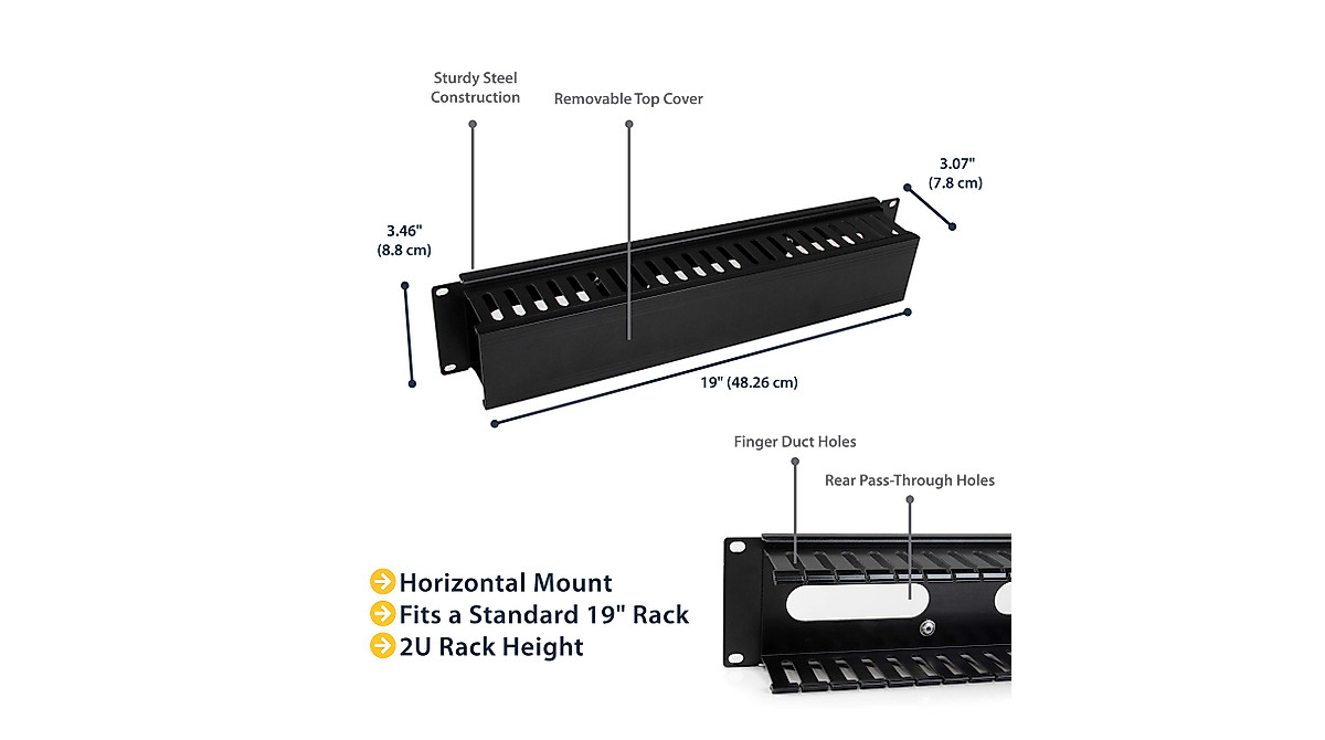 StarTech.com 2U Cable Management Duct for 19-inch Racks | Easy Cable ...