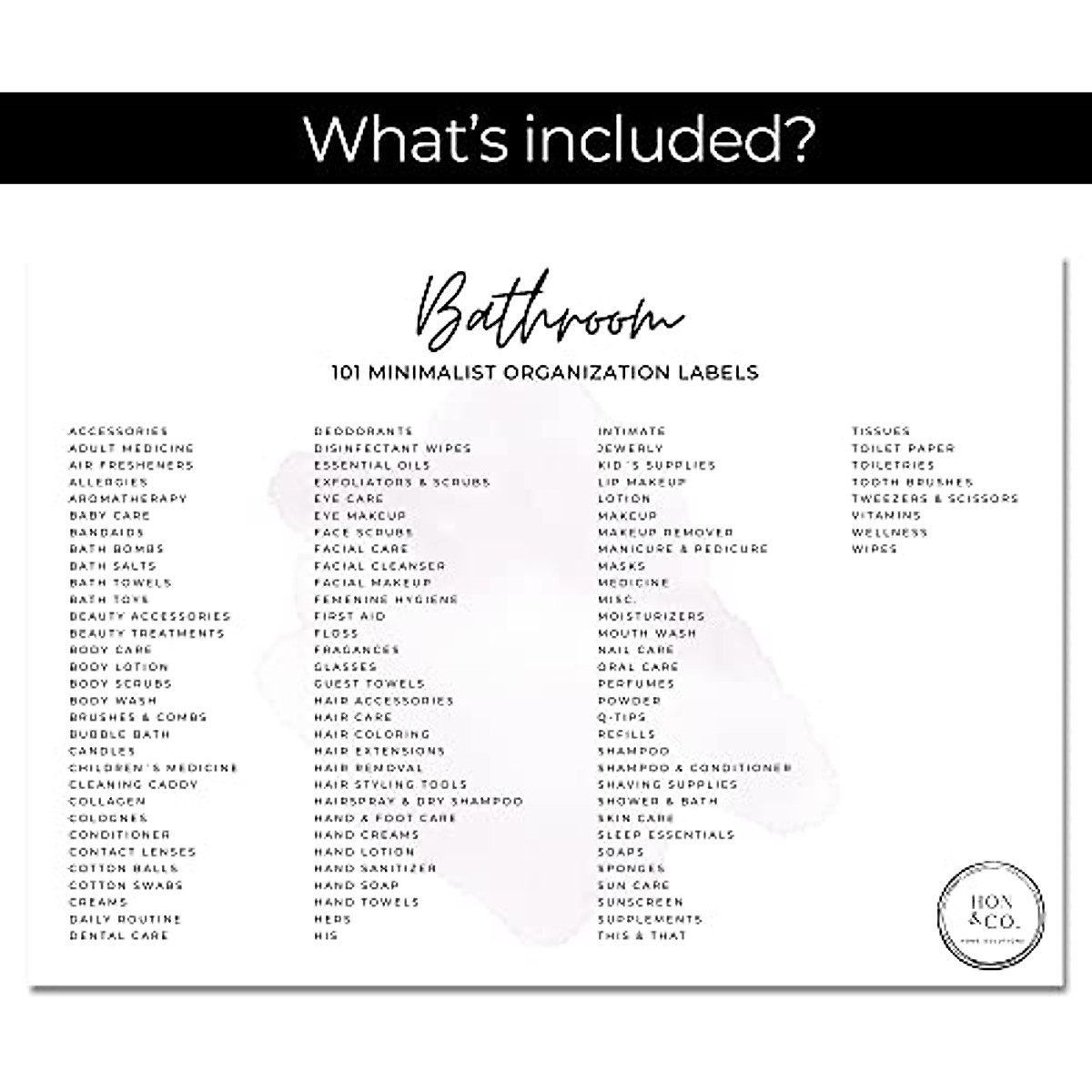 Bathroom Labels for Storage | Minimalist Waterproof Labels