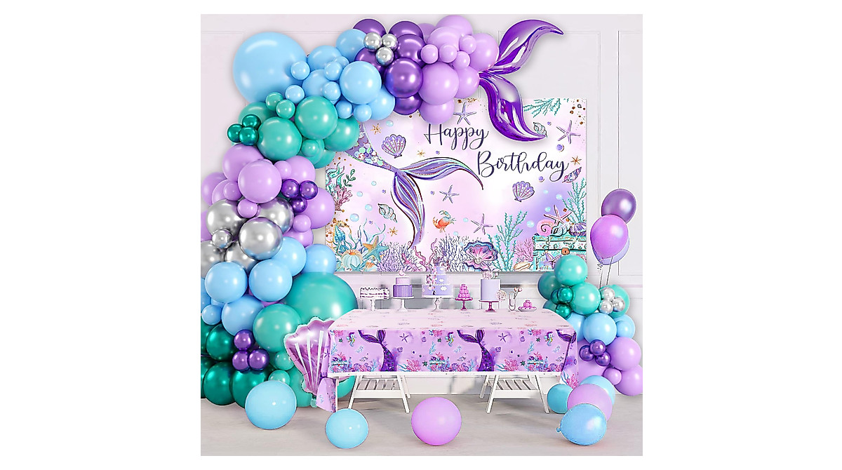 DataMoon Mermaid Birthday Decorations | 105pcs Set