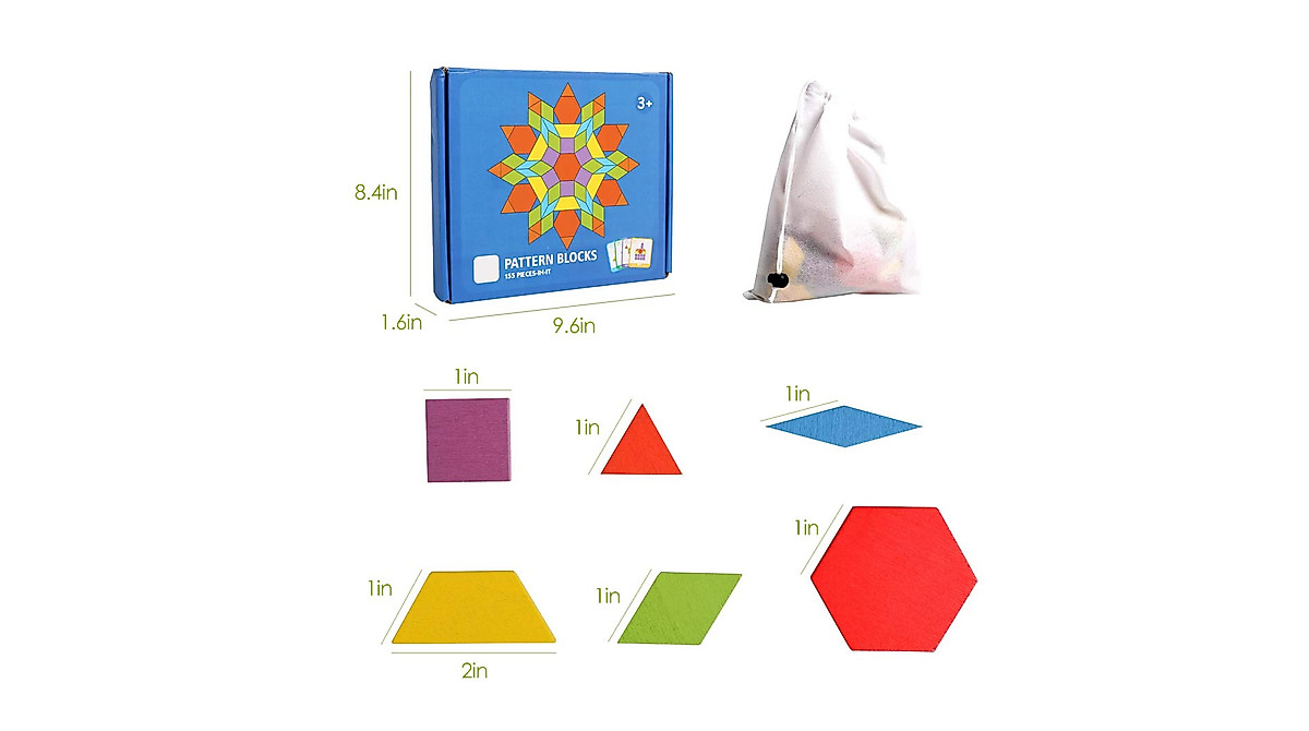 Wooden Pattern Blocks Set for Kids - Educational Geometric Puzzles ...