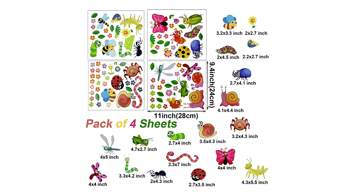 Maydahui Cartoon Insect Wall Decals - Fun Home Decor