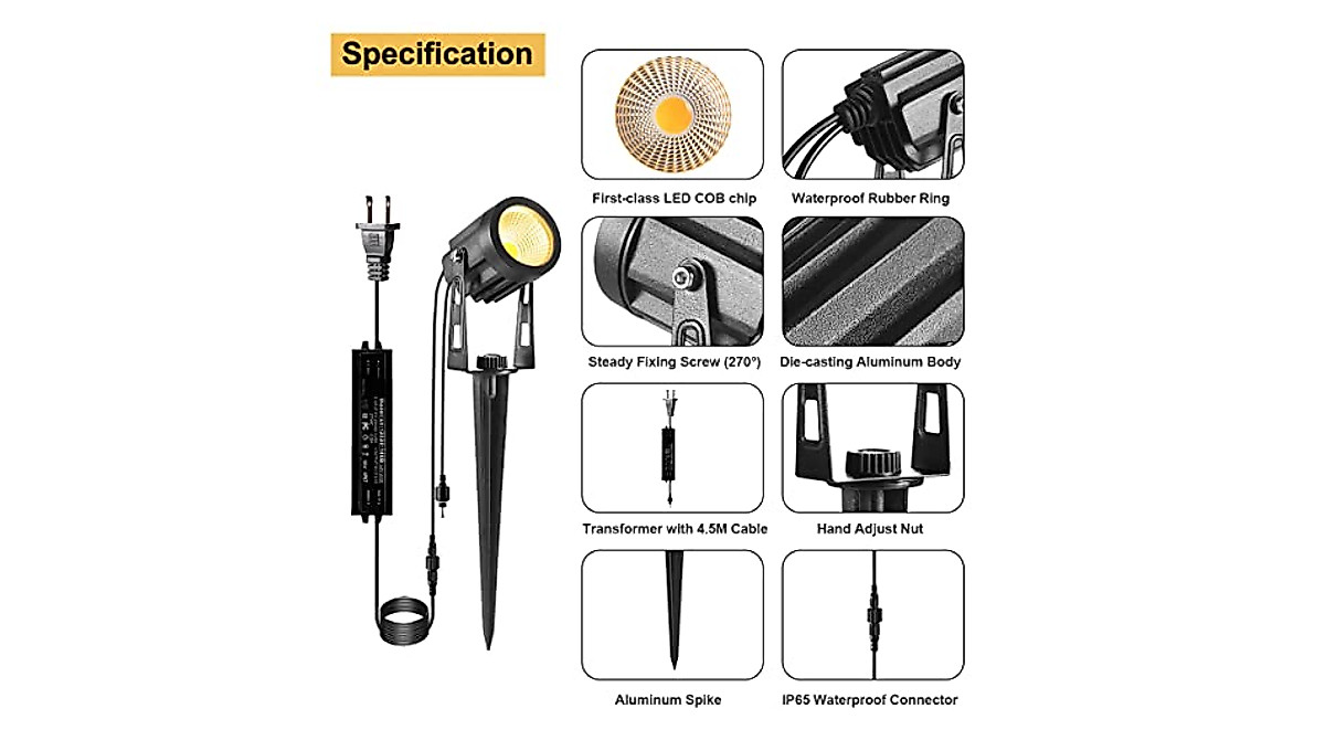 Greenclick Landscape Lighting - Bright 12V Outdoor Spotlight 6 Pack