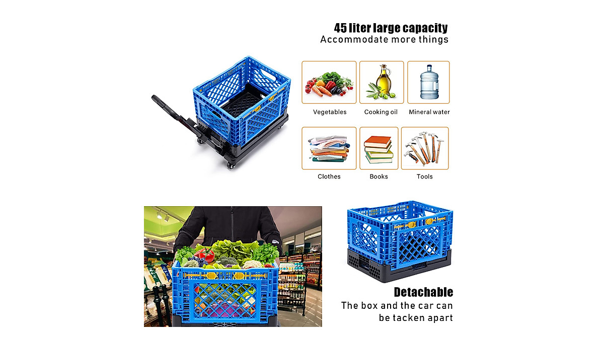 Portable Foldable Grocery Cart - Versatile & Space-Saving