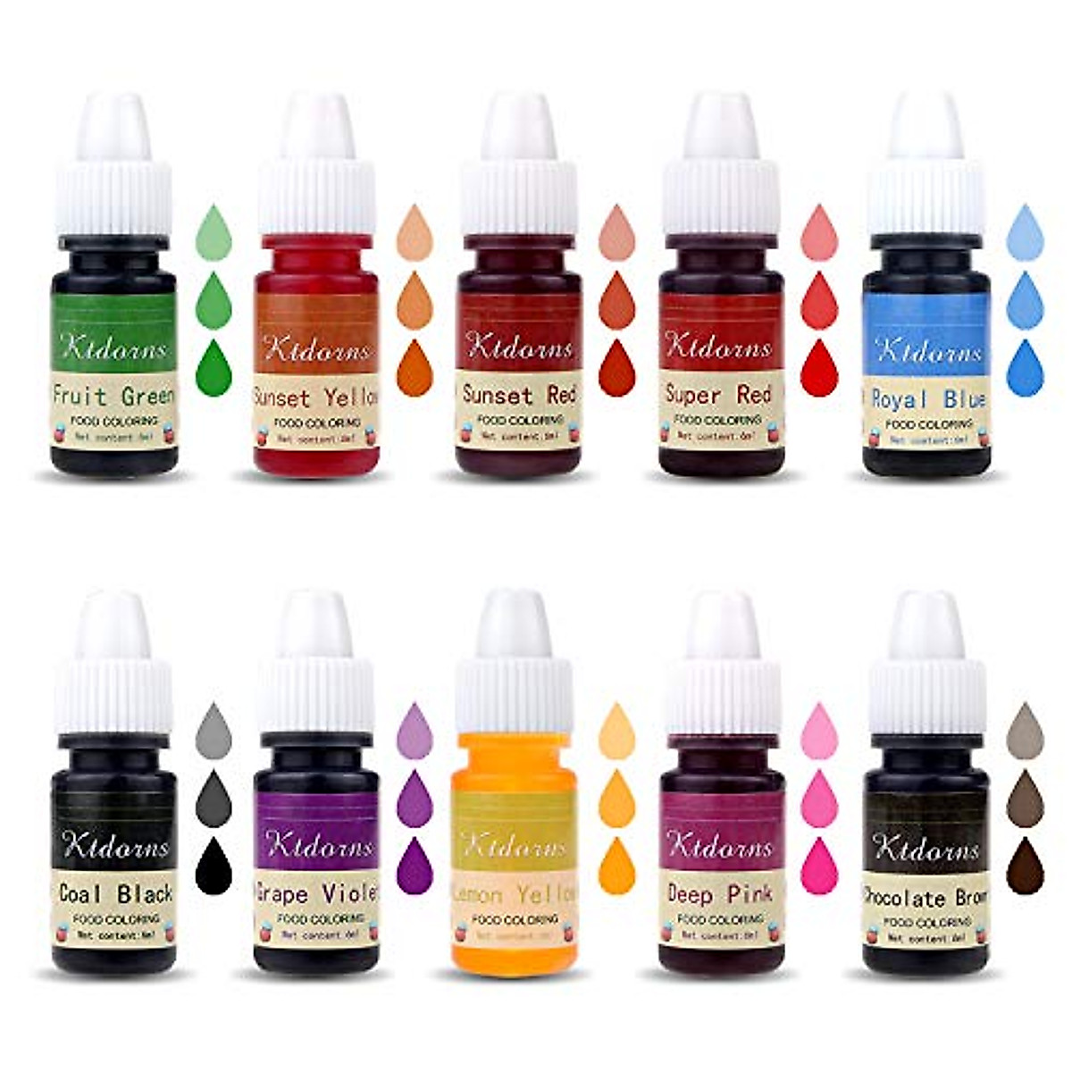 Ktdorns 10-Color Food Coloring Kit for Baking & Decorating