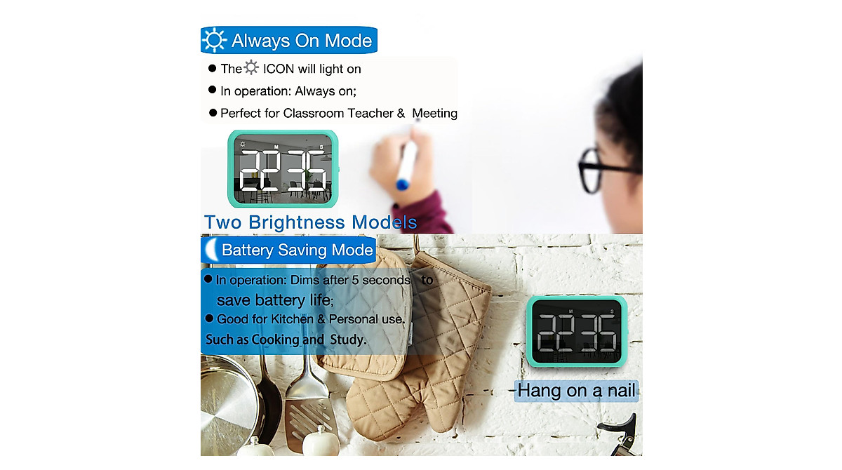 Large Digital Kitchen Timer - 2 Pack for Home & Classroom