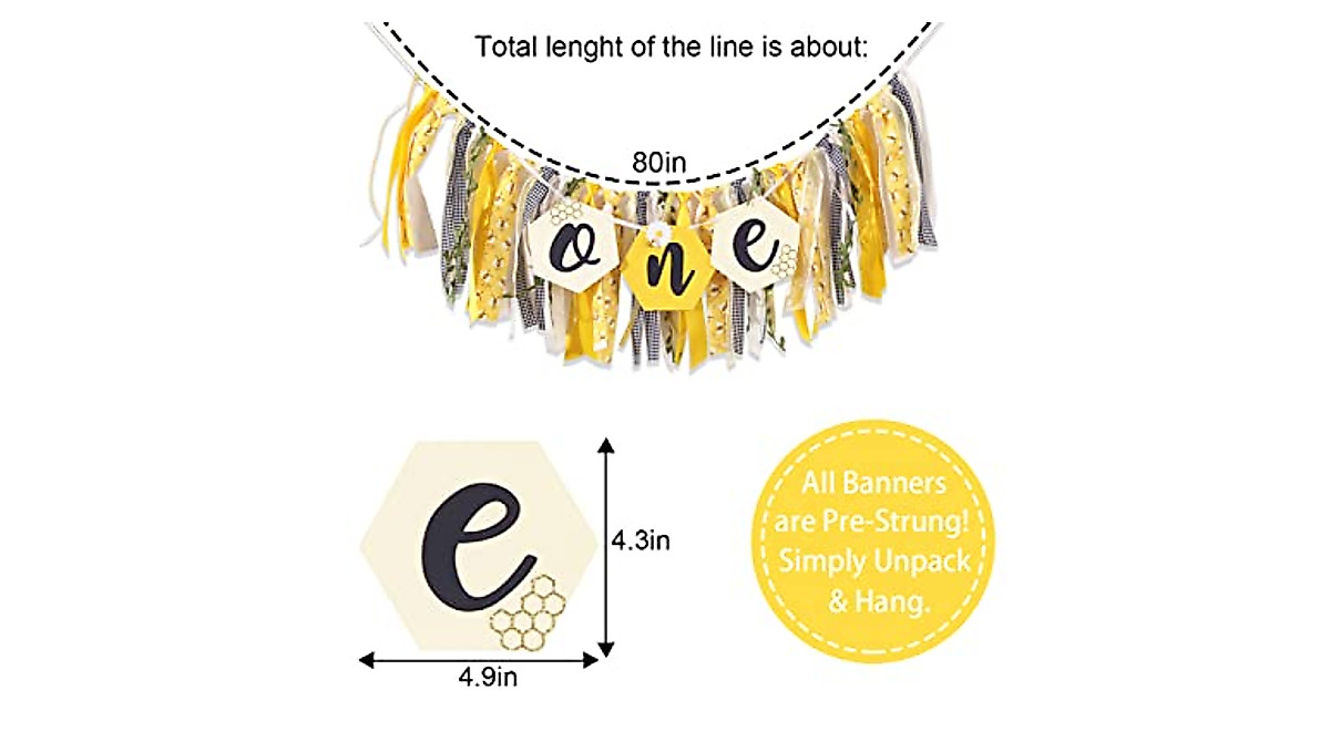Bee Theme First Birthday Banner for Boy & Girl - Perfect Party Decoration