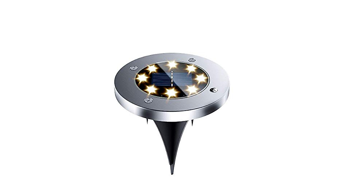 8 LED Solar Ground Lights - Waterproof Outdoor Garden Lighting