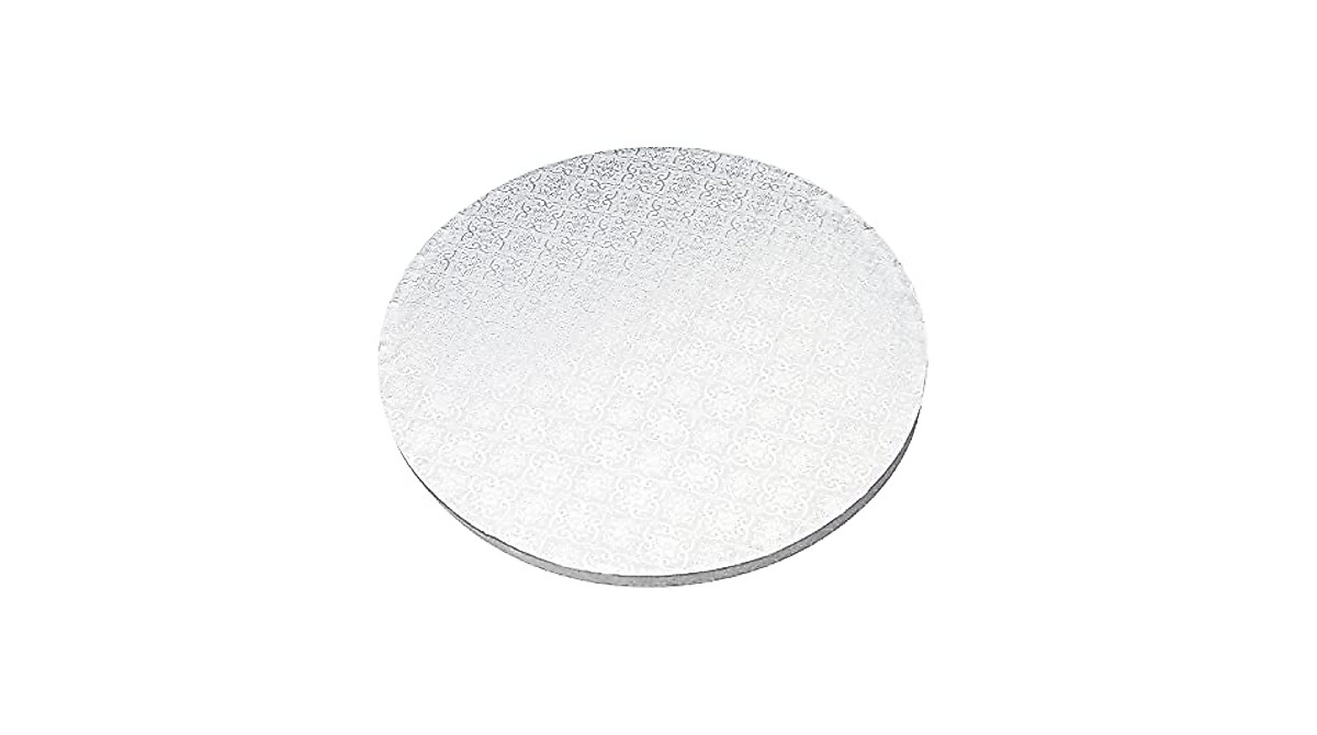 Spec101 12-Inch Round Cake Boards (12-Pack) – White, Smooth Edge, 1/2 Inch Thick, Cardboard With Foil Wrap