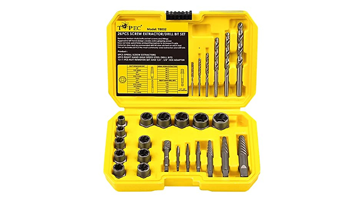 TOPEC 26 Piece Screw Extractor Set - Easy Removal Kit