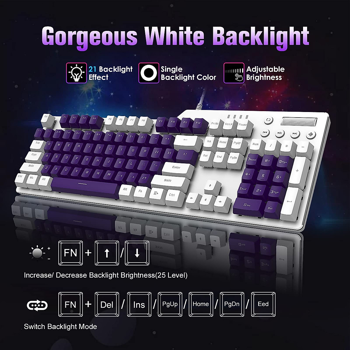 Hot Swappable Gaming Keyboard with Backlight Effects