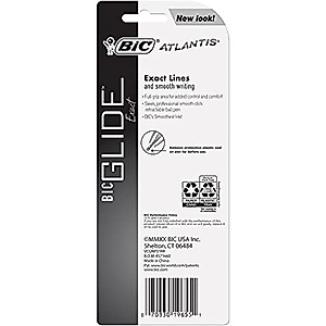 BIC Glide Exact Kugelschreiber – 0,7 Mm Feine Mine, Schwarz, 12 Stück, Ultra Glattes Schreiben Für Schule & Büro