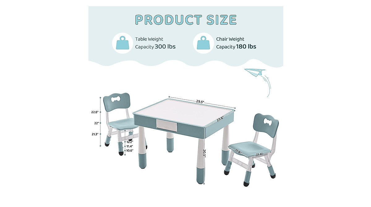 DOREROOM 4 in 1 Kids Table & Chair Set - Creative Play