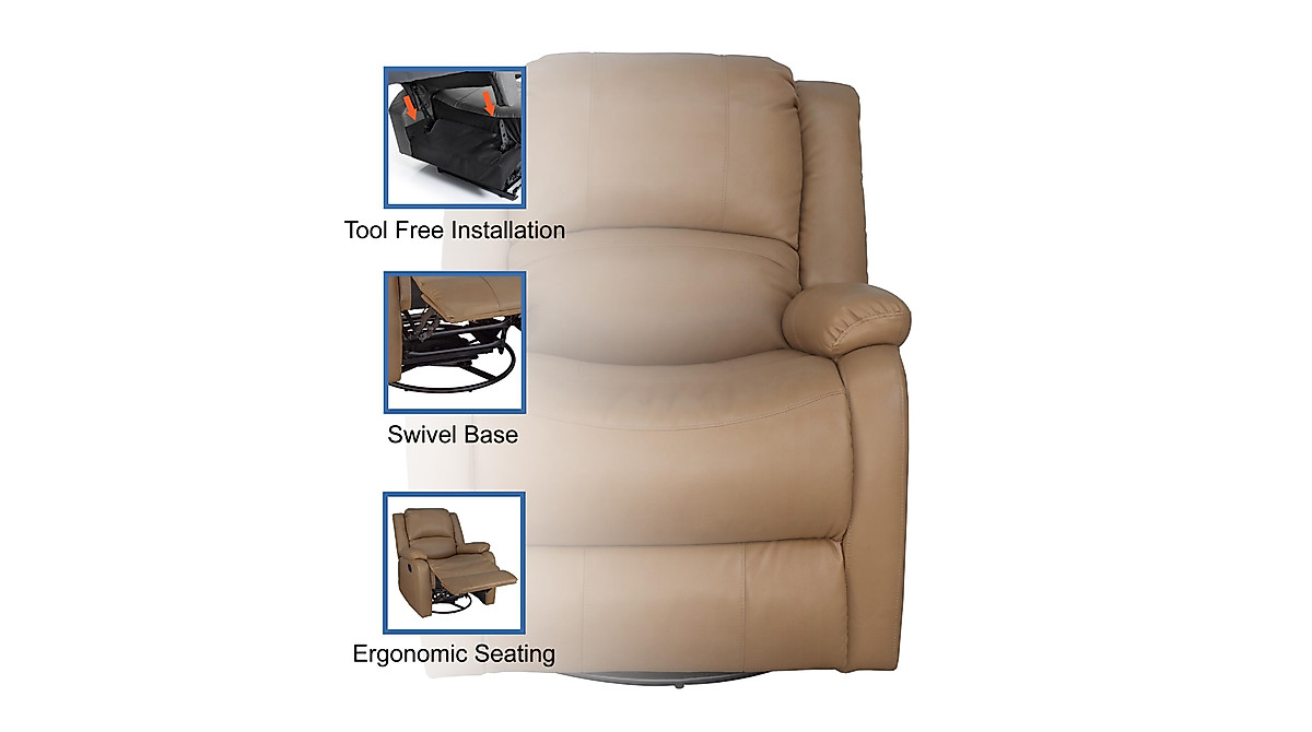 RecPro 2-Pc Toffee Swivel Glider RV Recliner Set | Easy RV Fit