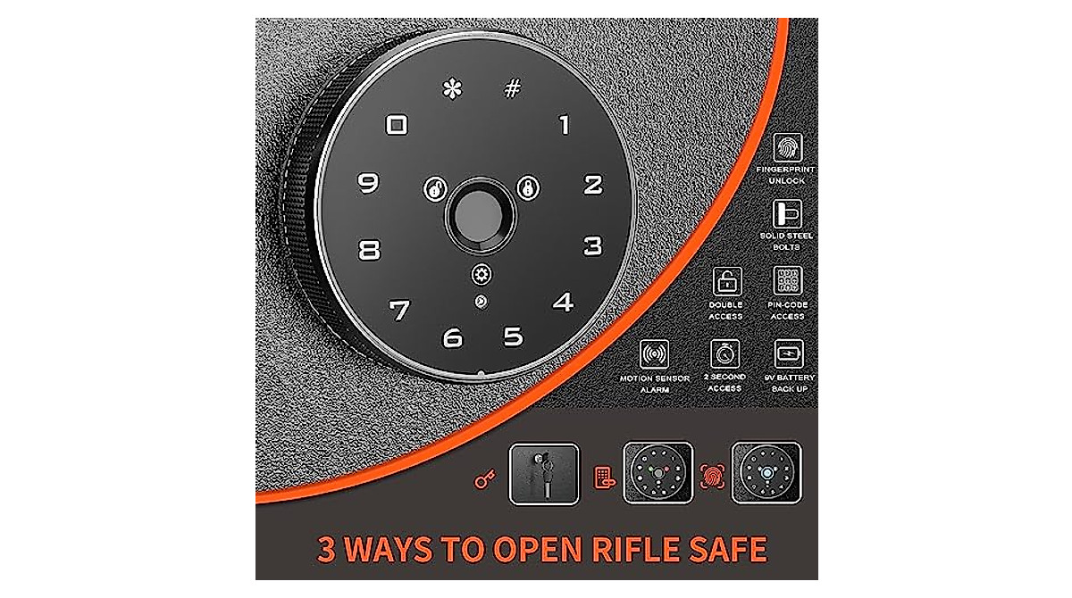Atripark 10 Gun Safe with Fingerprint & Keypad | Secure Home Rifle Storage