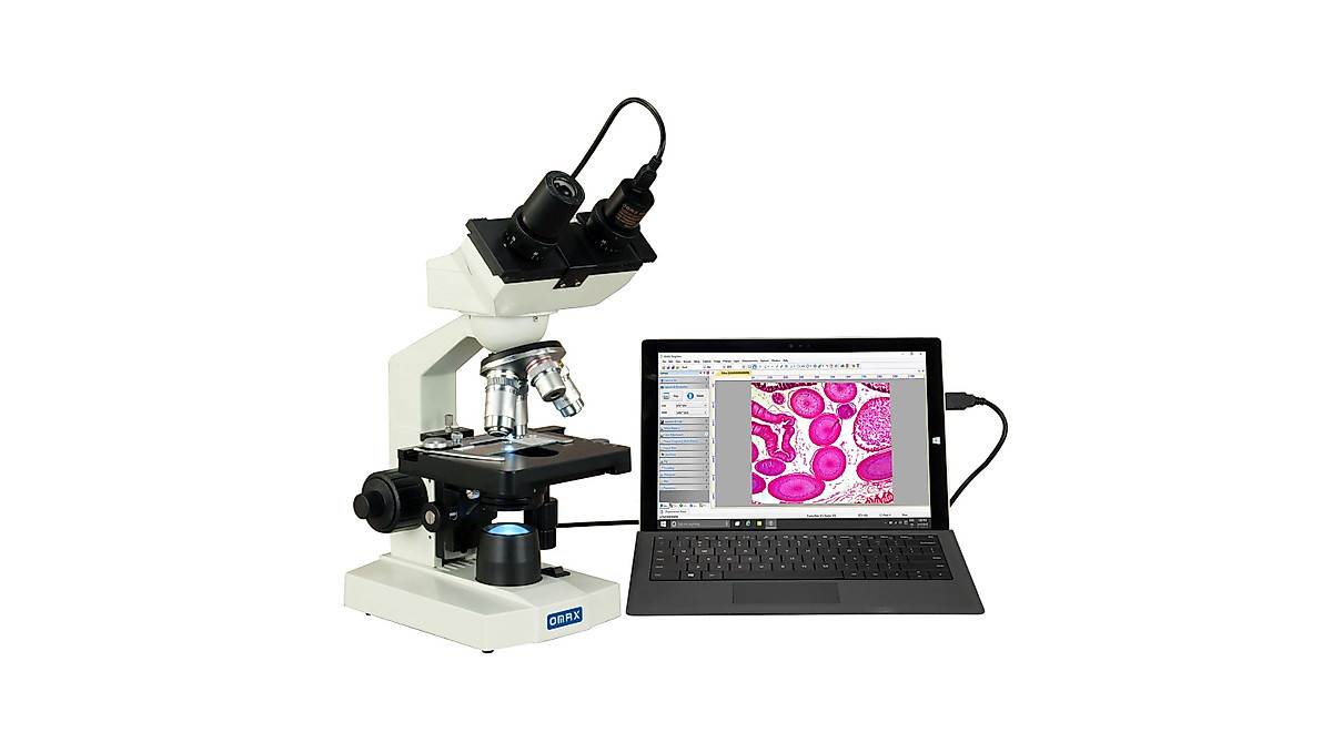 OMAX 40X-2500X Binocular Lab Microscope & 5MP Camera