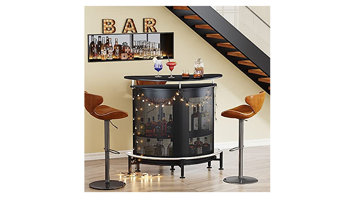 Stylish Home Bar Unit with Storage & Stemware Holders | Tribesigns