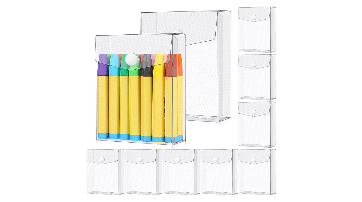 Pajean 10 Piece Crayon Storage Containers for Kids - Clear Organizer Boxes