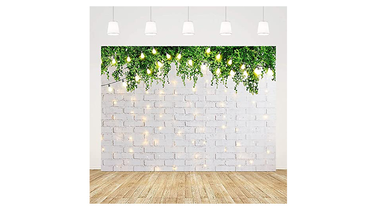 Spring Theme White Brick Wall Backdrop for Photography & Parties