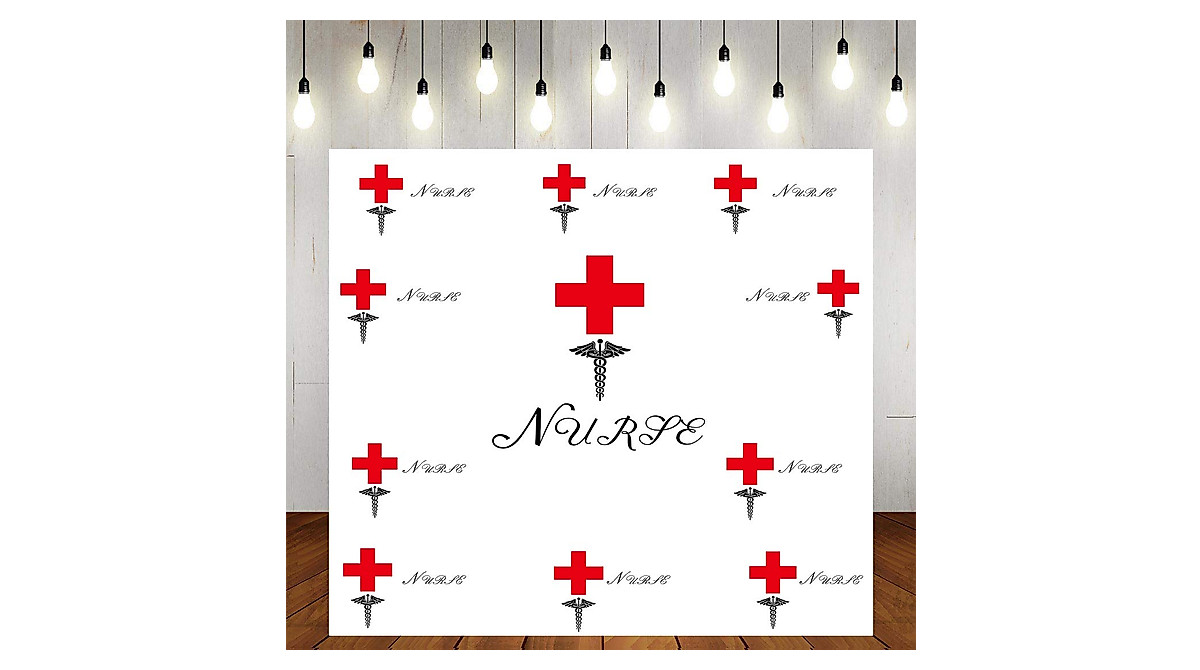 Nurse Party Backdrop 6x6ft for Graduation & Hospital Events