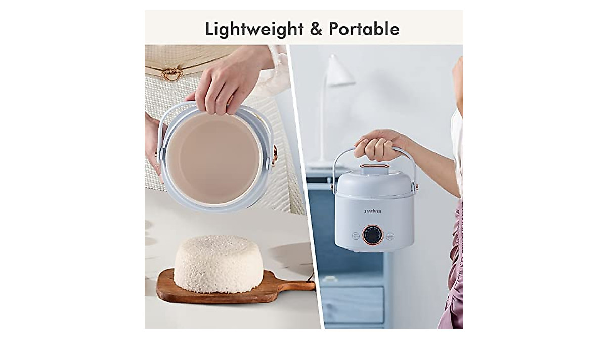 Portable Stariver Mini Rice Cooker - 2 Cups & Non-Stick