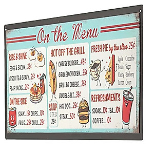 Vintage Diner Menu Sign - Retro Embossed Metal Decor for Kitchen or Man ...