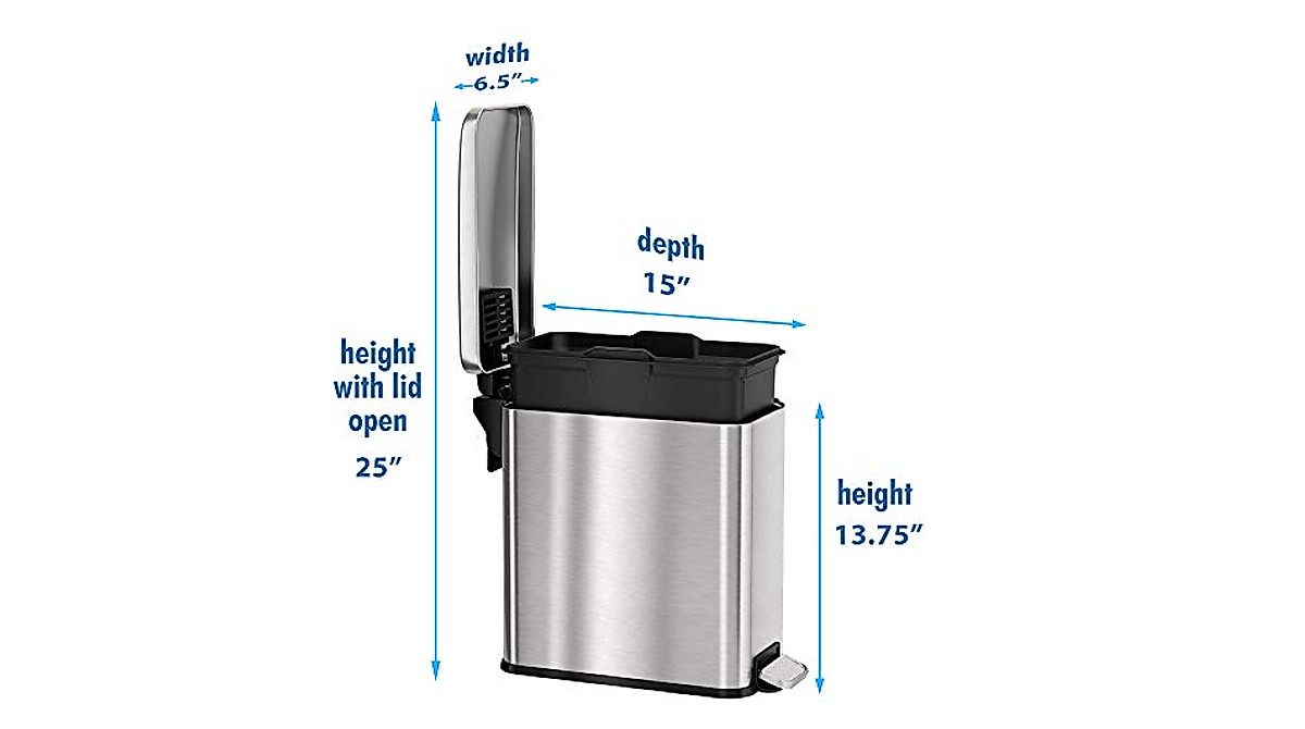 iTouchless SoftStep 3-Gallon Stainless Steel Trash Can - Compact & Stylish