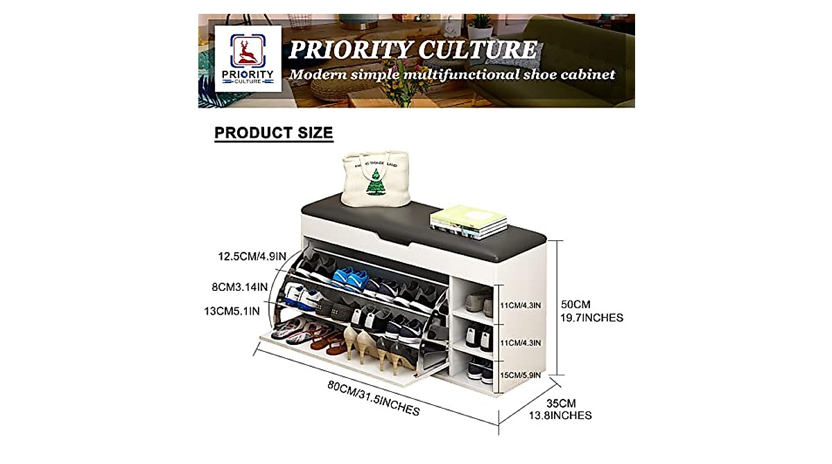 Priority Culture Shoe Rack Bench - Quick Shoe Organization