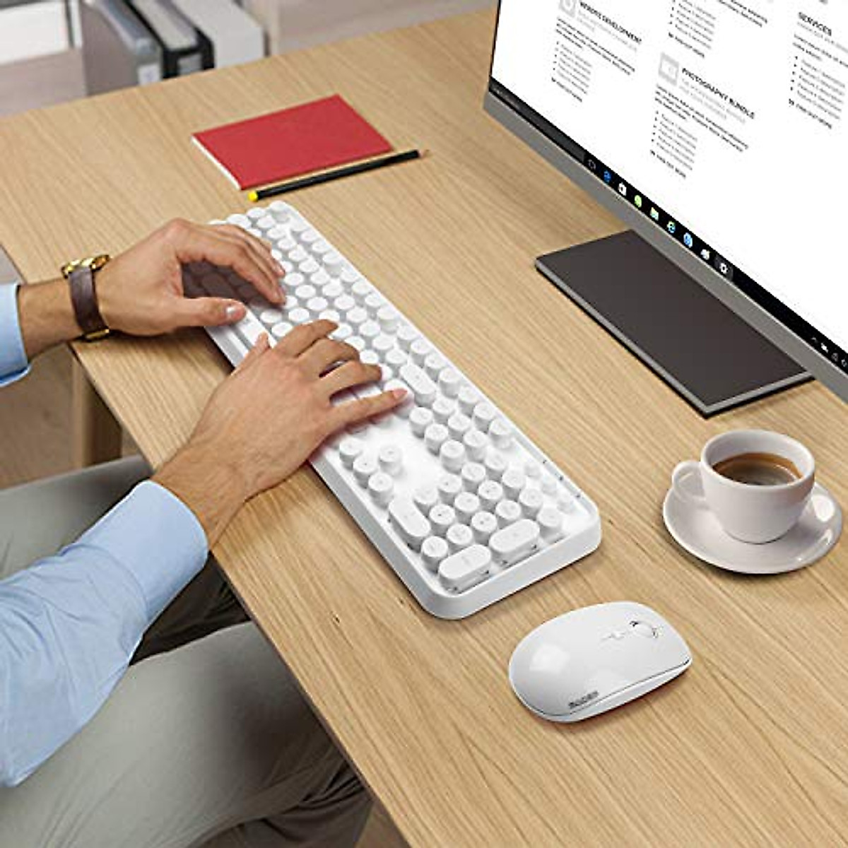 Retro Wireless Keyboard & Mouse Combo for PC and Mac