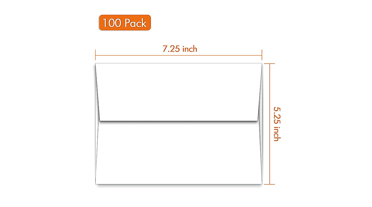 A7 White Envelopes 100 Pack - Self Seal for Invitations & More