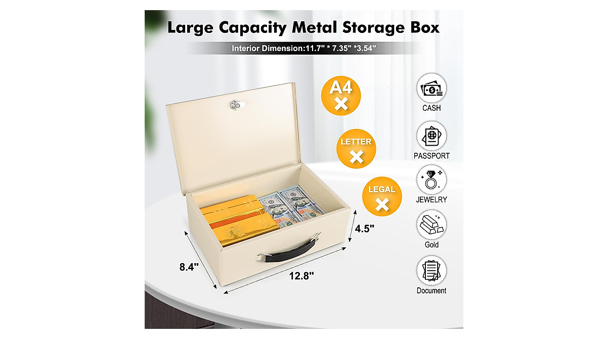 KYODOLED Fireproof Document Safe with Key Lock - Compact & Secure