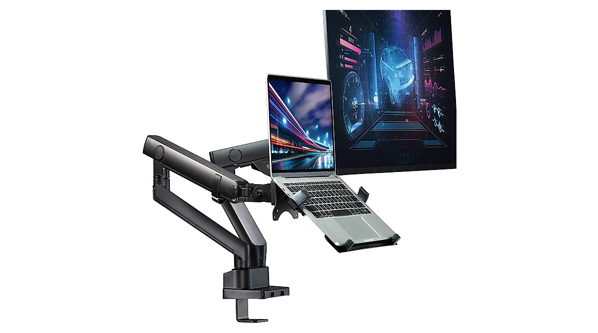 AVLT Laptop & Monitor Mount - Space-Saving Ergonomic Dual Arms