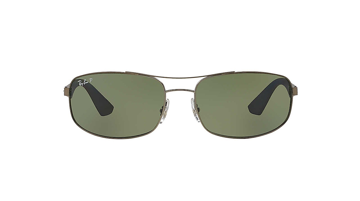 Ray-Ban Men's RB3527 Rectangular Sunglasses - Polarized Green, 61mm
