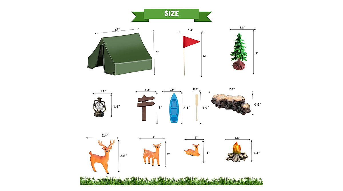 15PCS Camping Cake Decorations | Fireside Camp Toppers