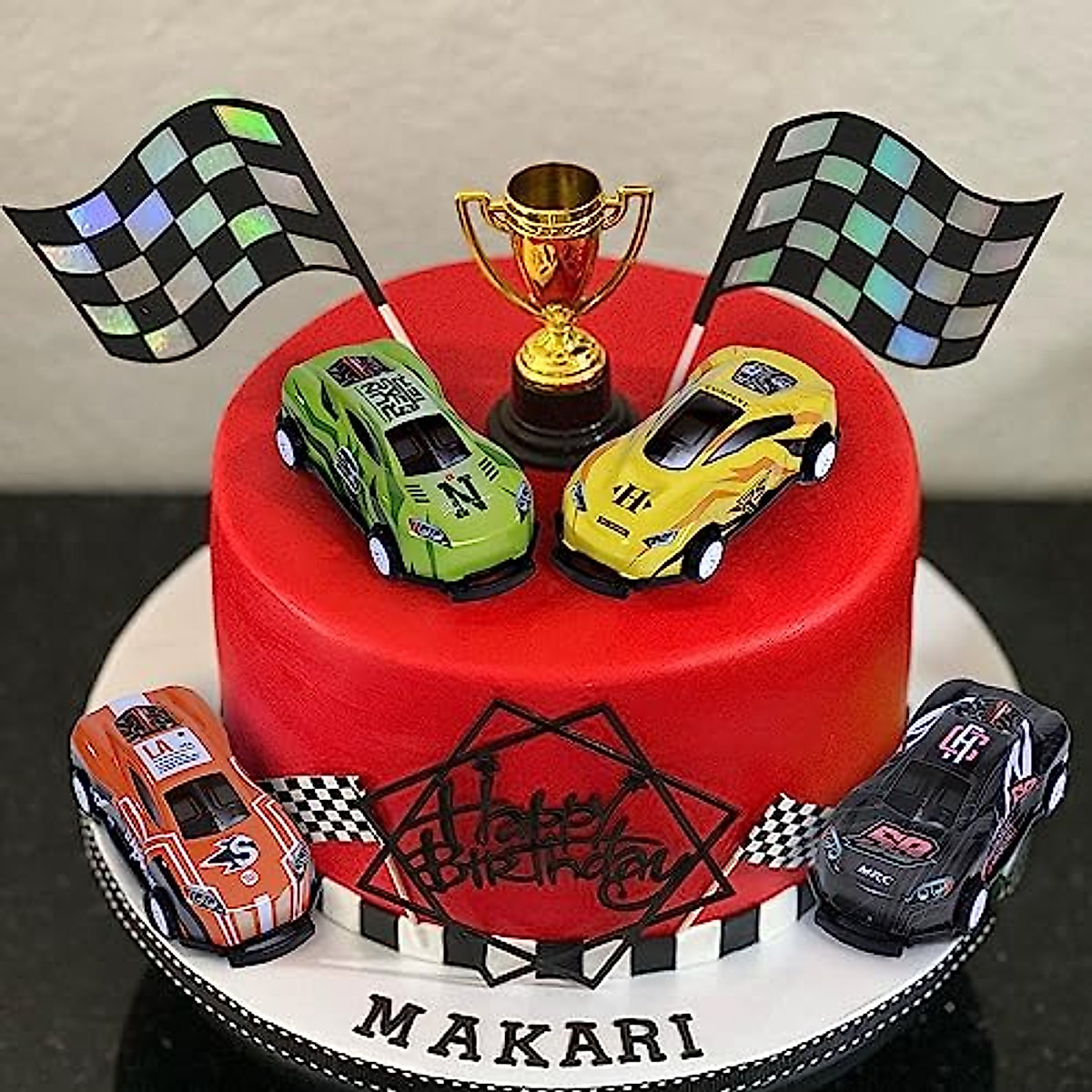 Queeke Race Car Cake Toppers for Birthday Parties