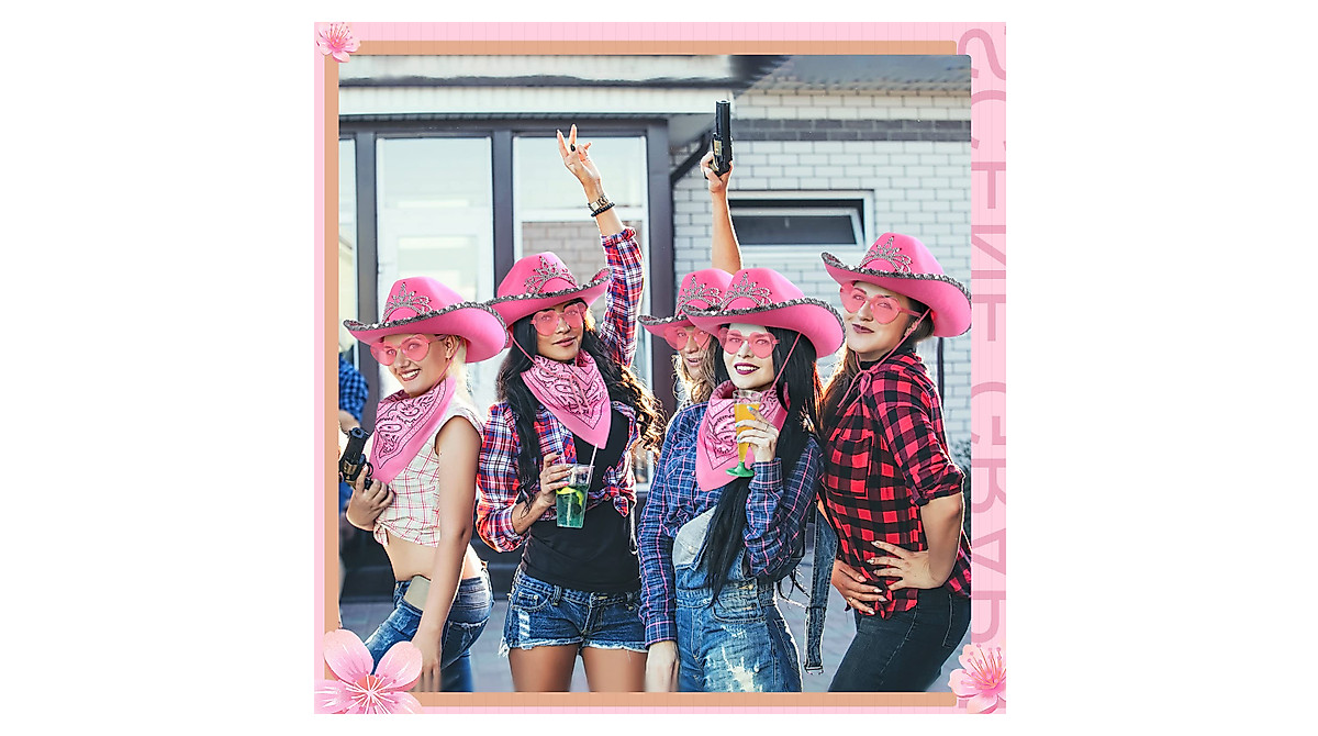 Lighted Pink Cowgirl Hat Set for Fun Parties