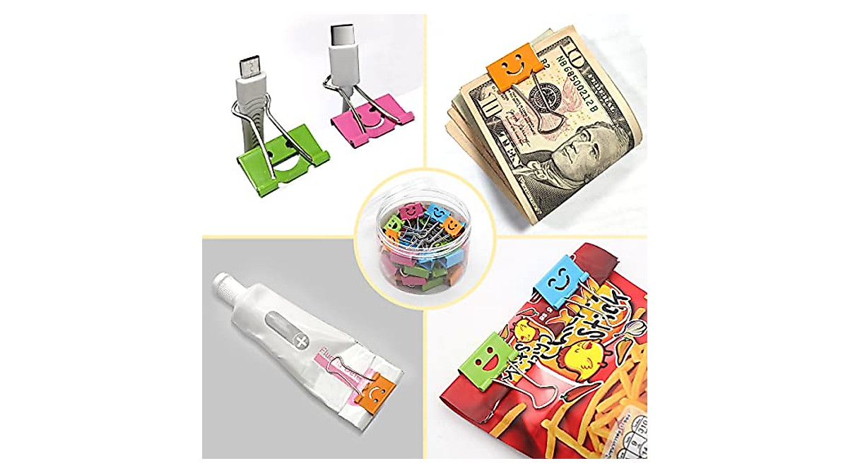 Coideal Colored Face Binder Clips - 48 Assorted 1 Inch