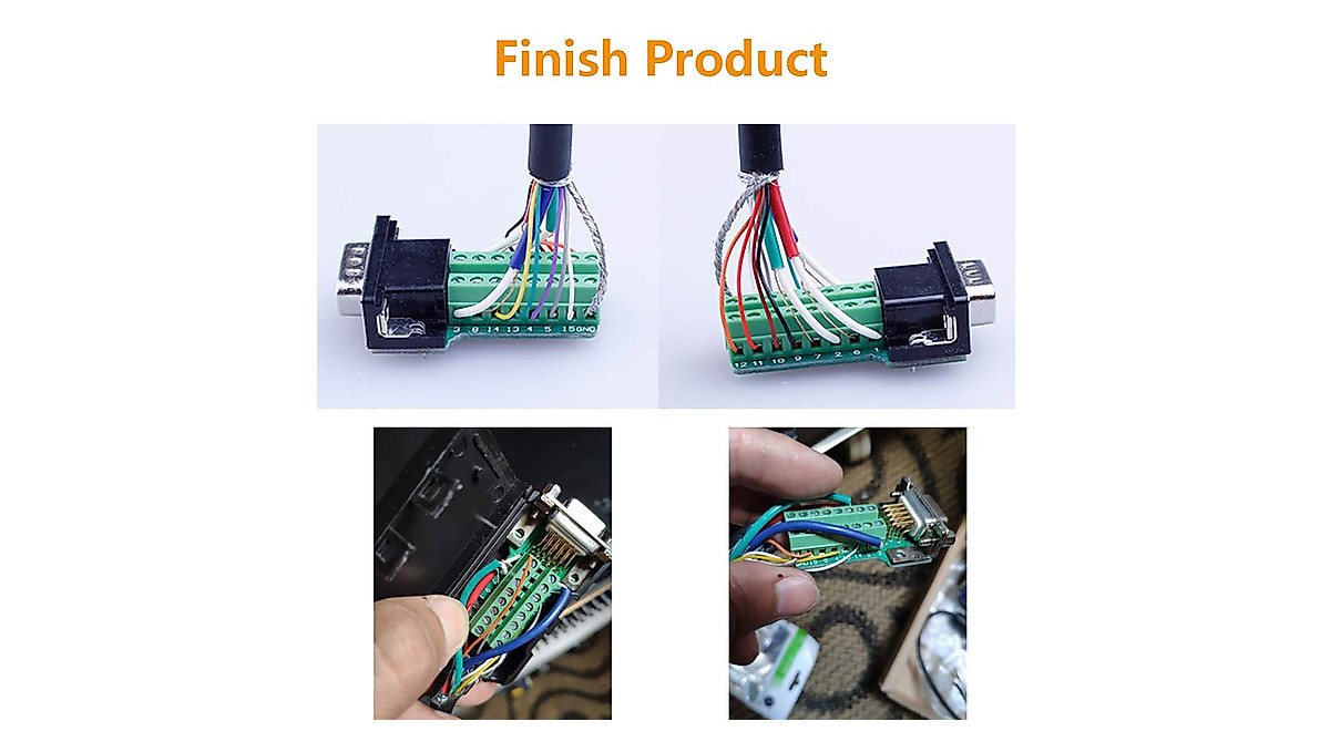 Jienk 4Packs VGA DB15 3 Row Solderless Male/Female Quick Connector, 3+9 ...