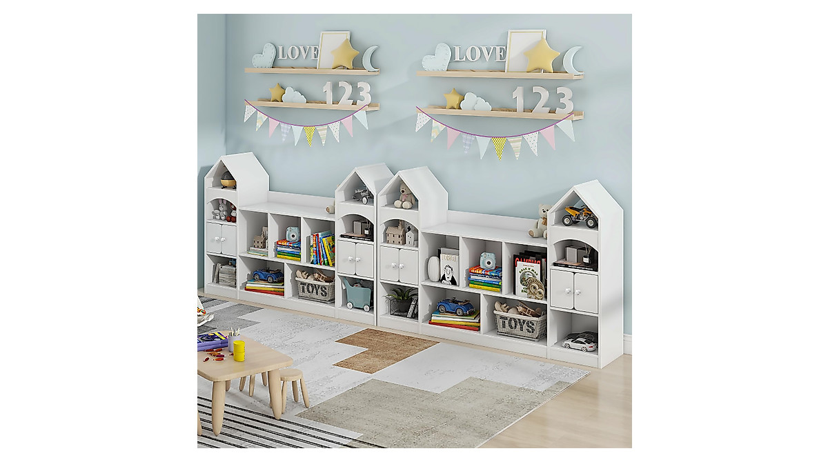 Vabches Kids Bookcase & Toy Storage - Castle Design