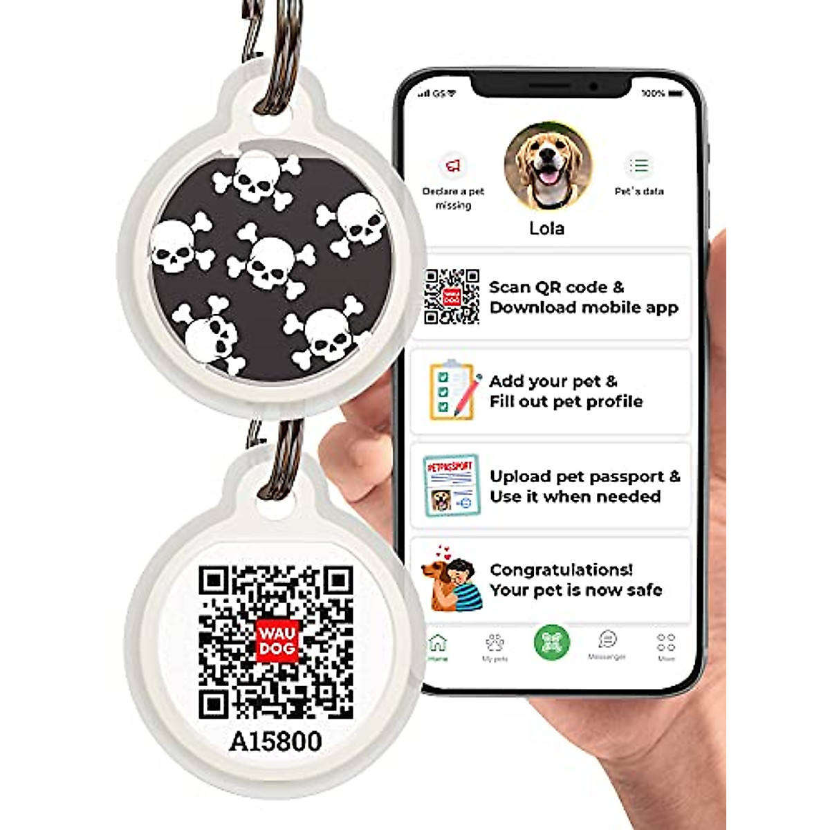Dog & Cat QR Code Pet ID Tags – Silent, Durable & Customizable