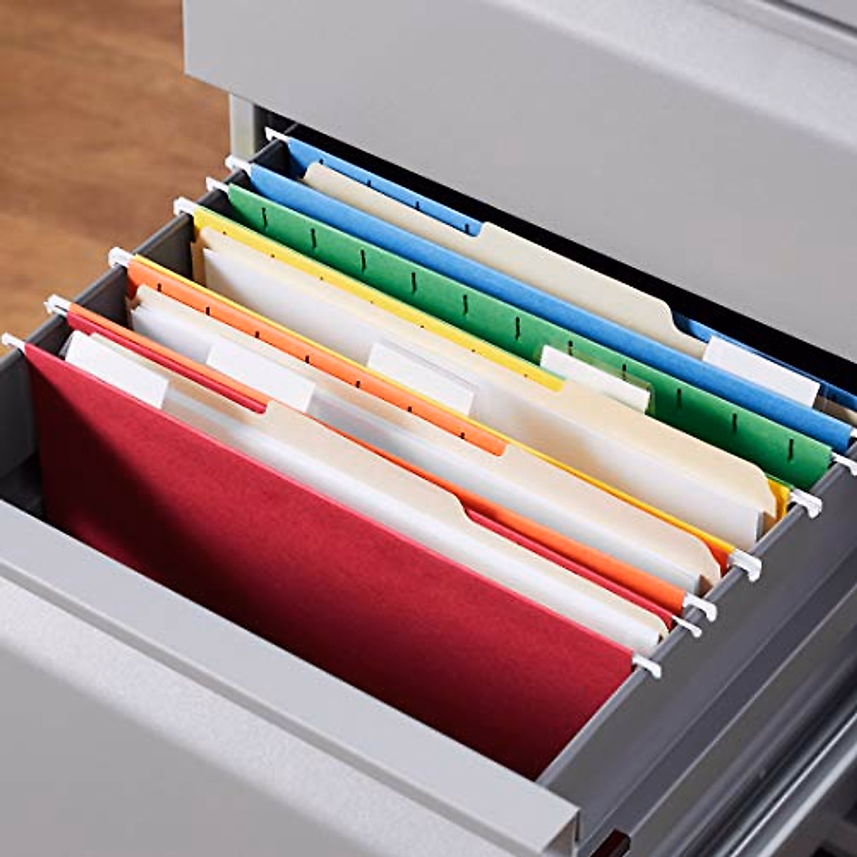 Amazon Basics Hanging File Folders - 25 Assorted Color Organizer