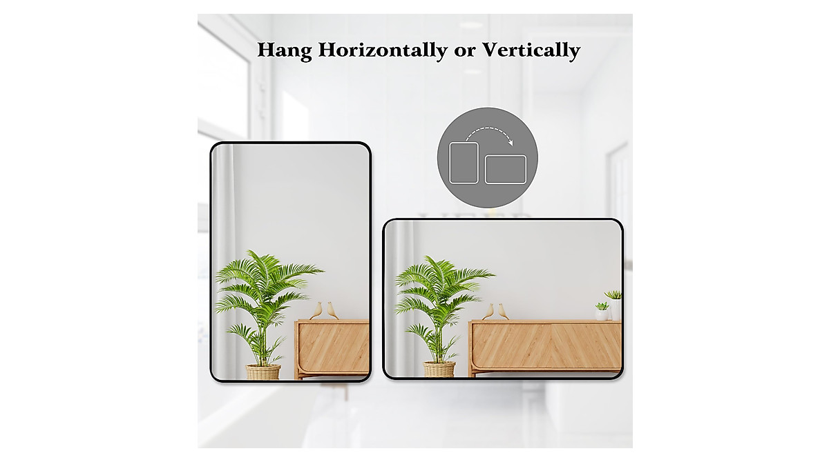 QEQRUG 40x30 Inch Bathroom Wall Mirror with Black Frame - Modern & Durable