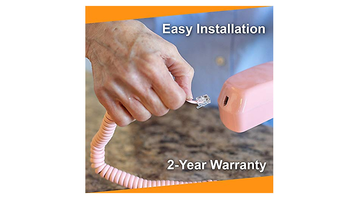 Tangle-Free Phone Cord for Landline - 15ft Ladies Pink