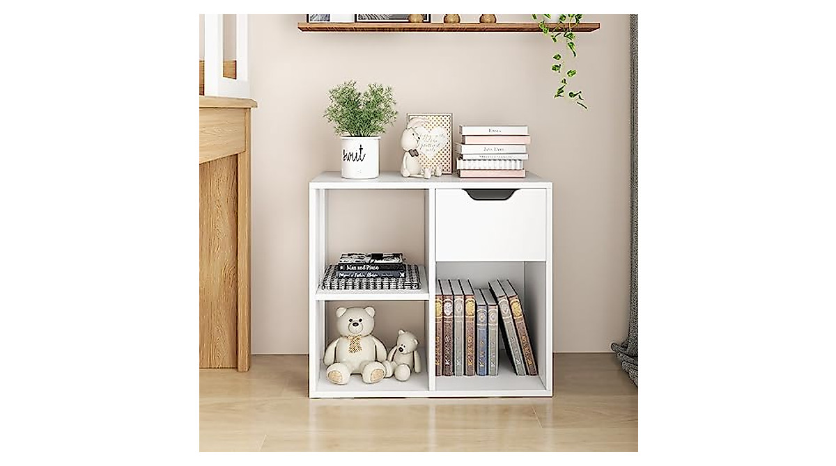 Giantex 3 Cube Bookcase with Drawer - Stylish Storage Solution