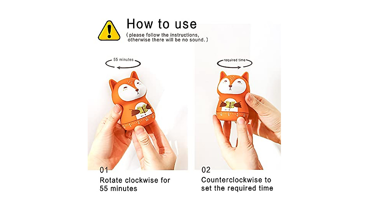 Cute ELE DEPI 2 Pack Kitchen Timer for Kids - Fox & Raccoon